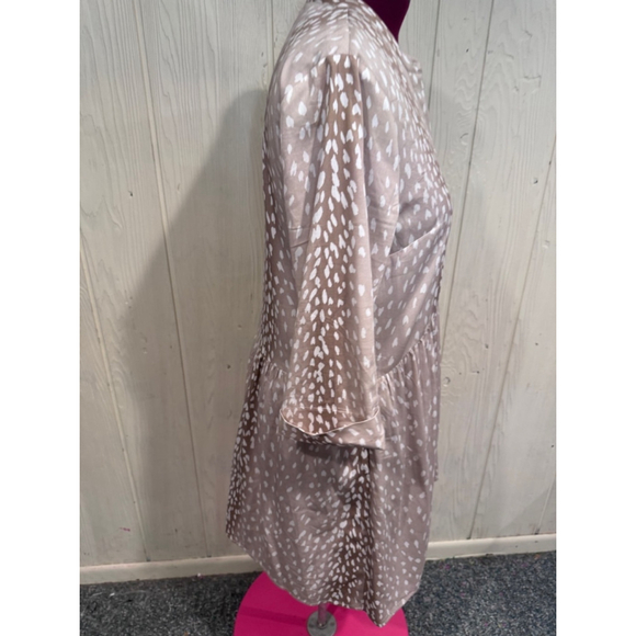 TUCKERMUCK Beige & White Antelope Print ButtonRoyal Shirt Dress L - Picture 6 of 15